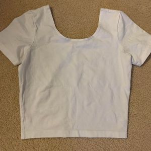 White cotton crop top, short sleeve